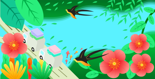 春游踏青旅行插画