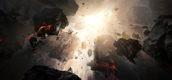 爆炸背景下的科幻世界