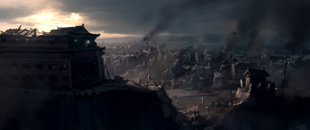 古代战争中的城楼场景