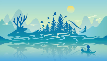 神兽麋鹿穿行山水之间