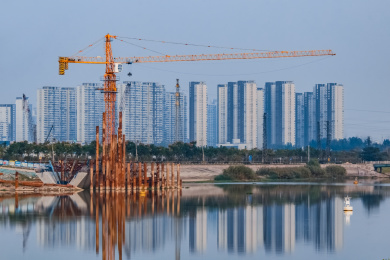 江苏省南京市秦淮河桥梁现场施工建筑