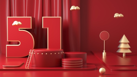 五一3D模拟场景彩色产品展台创意图