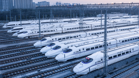 航拍中国河南郑州东动车组运用所高铁列车存车场_站酷海洛_正版图片