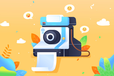 相机记录表情矢量插画