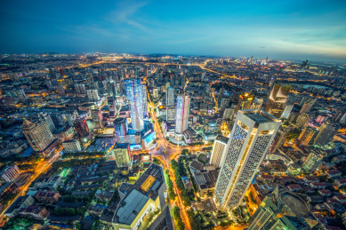 高楼俯瞰南京夜景