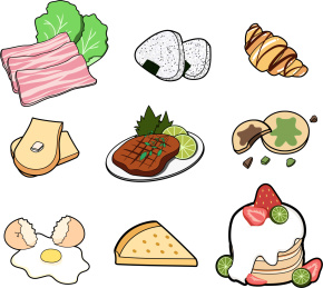 九种食物 矢量插画