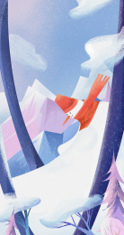 冬季森林雪地插画