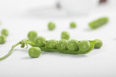 新鲜的豌豆荚白底图