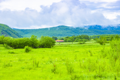 中国内蒙古自治区春天的山林与草地