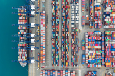 航拍深圳盐田港港口