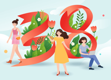 妇女节38数字和3个女性