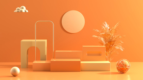 3D模拟场景彩色产品展台创意图
