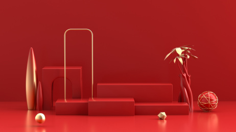 3D模拟场景彩色产品展台创意图