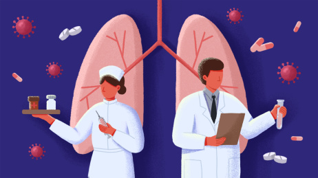 手持试管医生手持药片针管护士治疗肺炎