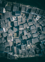 航拍江西婺源菊径村古镇自然建筑风光