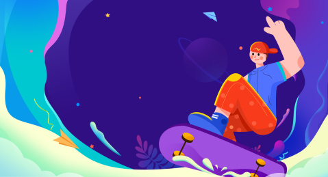 男孩在滑板海报