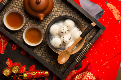 一碗美味的黑芝麻汤圆