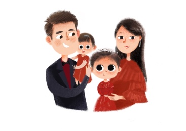 幸福的一家四口写真全身像