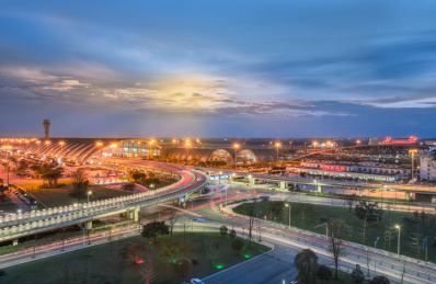四川省成都市双流国际机场T2航站楼夜景