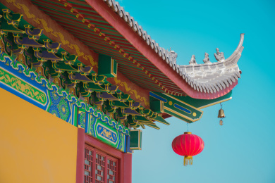 广州大佛寺中式传统仿古建筑屋檐窗台