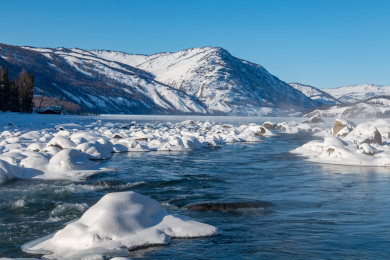 中国新疆阿勒泰地区喀纳斯雪景