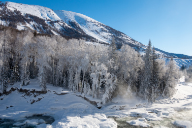 中国新疆阿勒泰地区喀纳斯雪景