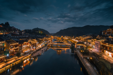 湘西湖南凤凰古城夜景旅游