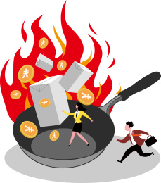 盲盒炒作概念矢量插画