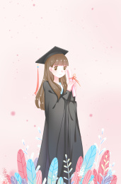 女孩穿着学士服拿着毕业证书开心的笑着
