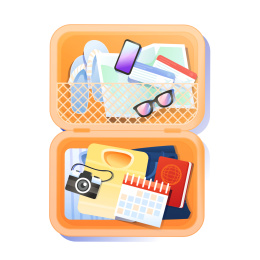 行李箱内部矢量插画