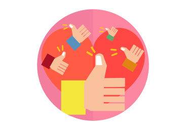 原创手绘矢量插画图标－点赞狂魔