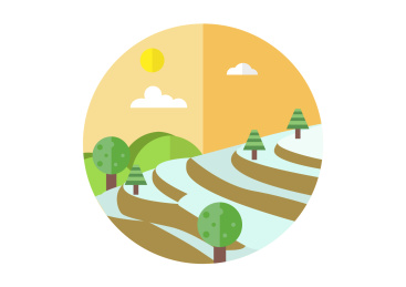 原创手绘矢量插画图标- 红河元阳梯田