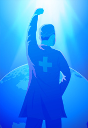 支援全球的医护人员背影