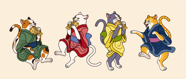 浮世绘风猫咪角色集合