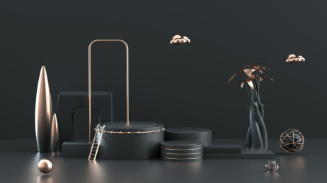 3d模拟场景彩色产品展台创意图