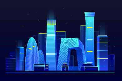 中国北京地标炫彩矢量插画