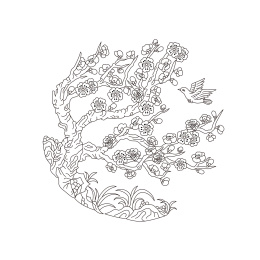梅花植物传统线条图案