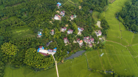 航拍安徽郎溪凌笪乡初秋田园风光