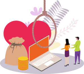 妻子网购成瘾导致家庭纠纷插画