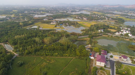 航拍江苏溧阳社渚镇田园风光