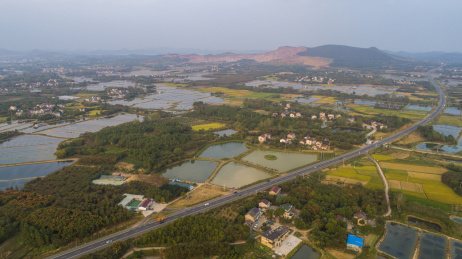 航拍江苏溧阳社渚镇田园风光