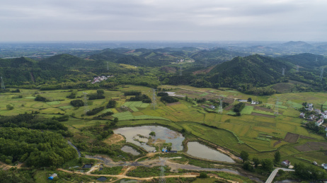 航拍安徽郎溪县姚村乡春日田园风光
