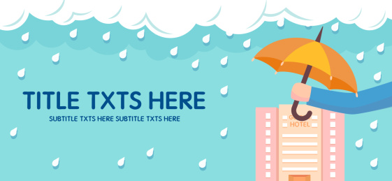 下雨天气为建筑物打伞banner