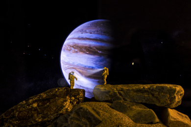 蓝色星球背景宇航员科考