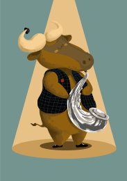 在聚光灯下吹萨克斯的角马