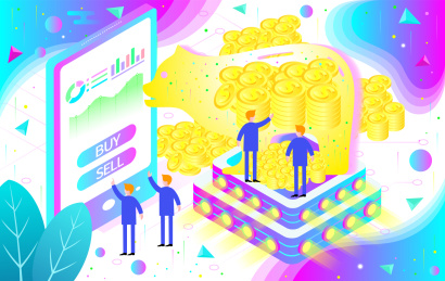 金融熊市股票炫彩渐变科技风插画