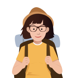 一个人背包旅行矢量插画