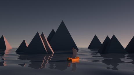 小船出海卡通三维风景