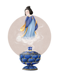 微观场景之香炉仕女美人 国风插画