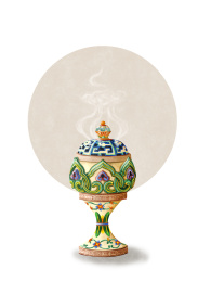 微观场景之彩釉香炉 国风插画